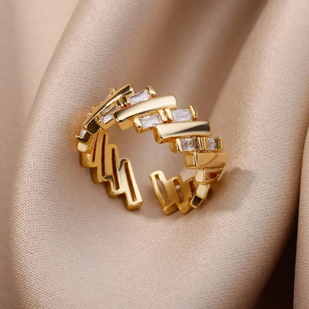 Stainless Steel Rings for Women Aesthetic Heart Gold Color Wedding Ring Vintage Waterproof Wedding Jewelry Prom Accessories Gift