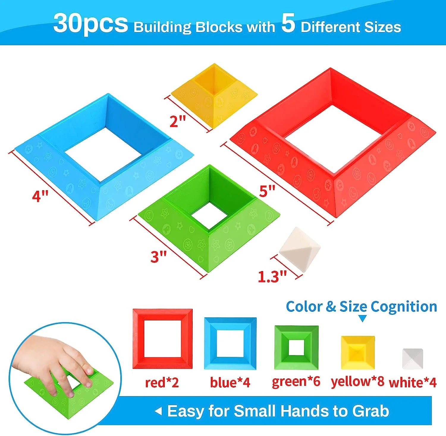 Juguetes Educativos De Bloques De Construcción Apilables Para Niños Pequeños, Juguetes De Aprendizaje De Actividades Montessori Para Niños De 1 2 3+ Años, Juguetes Sensoriales Regalos Para Niños Y Niñas De 1-3 Años, Juego De 30 Piezas