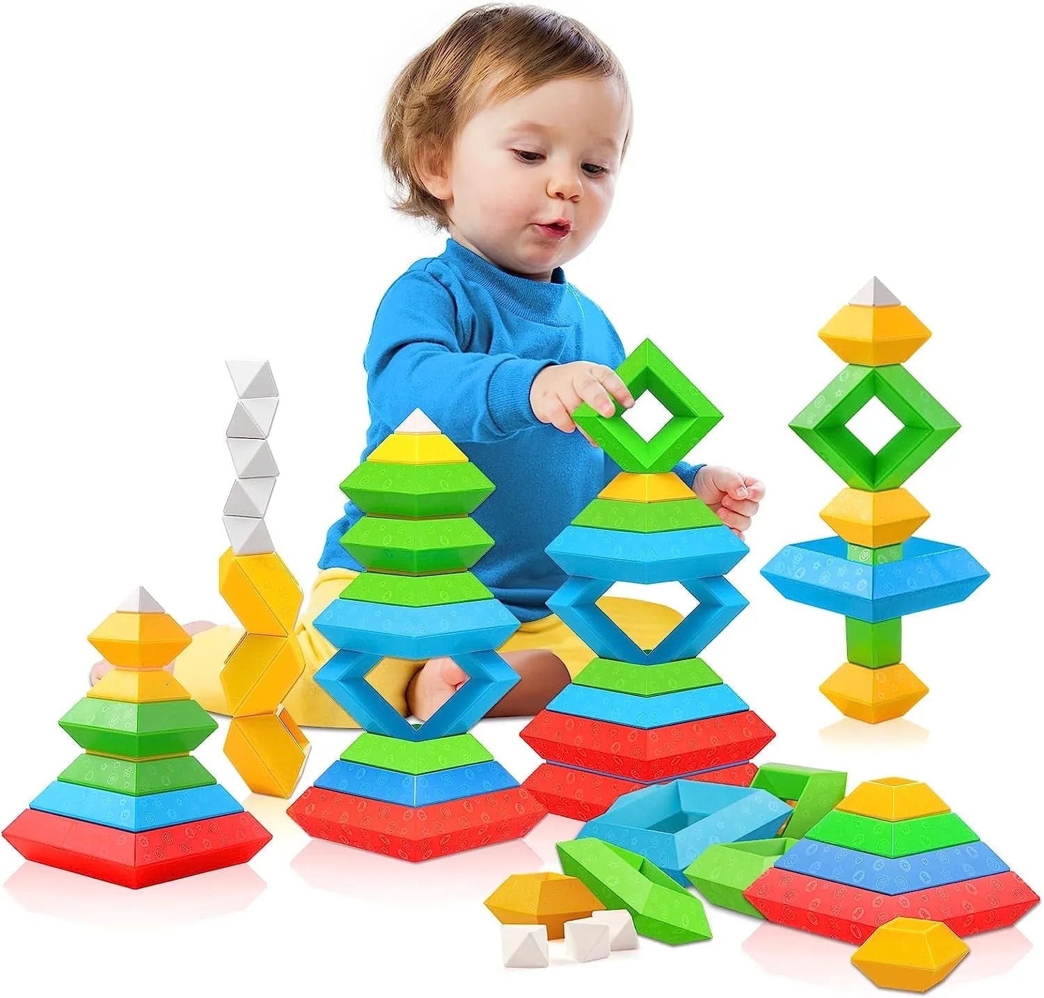 Juguetes Educativos De Bloques De Construcción Apilables Para Niños Pequeños, Juguetes De Aprendizaje De Actividades Montessori Para Niños De 1 2 3+ Años, Juguetes Sensoriales Regalos Para Niños Y Niñas De 1-3 Años, Juego De 30 Piezas