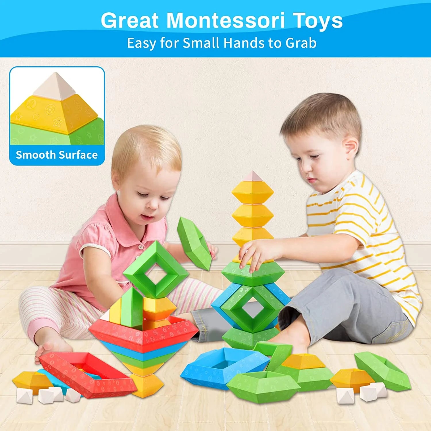 Juguetes Educativos De Bloques De Construcción Apilables Para Niños Pequeños, Juguetes De Aprendizaje De Actividades Montessori Para Niños De 1 2 3+ Años, Juguetes Sensoriales Regalos Para Niños Y Niñas De 1-3 Años, Juego De 30 Piezas