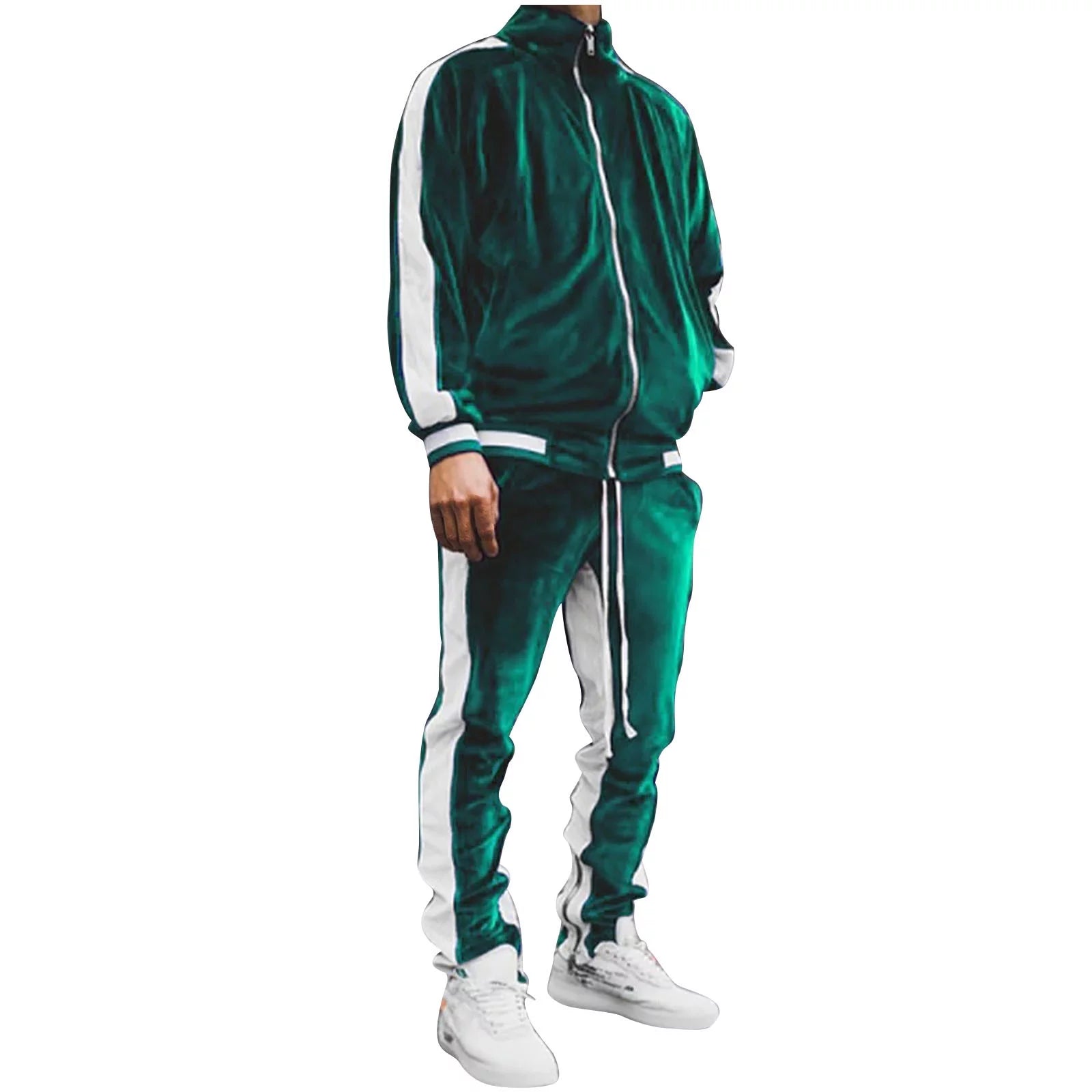 Conjunto Deportivo De Terciopelo Para Hombre, Conjunto Deportivo De Terciopelo Para Hombre 2023 2 Piezas Chaqueta De Invierno Cálida Con Zíper Completa Pantalones Deportivos Ropa Deportiva Conjunto Deportivo
